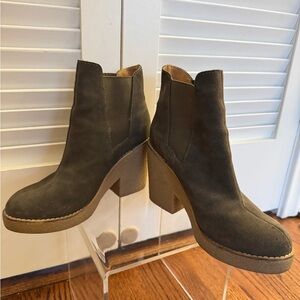Platform Dark Olive Ankle Boots
